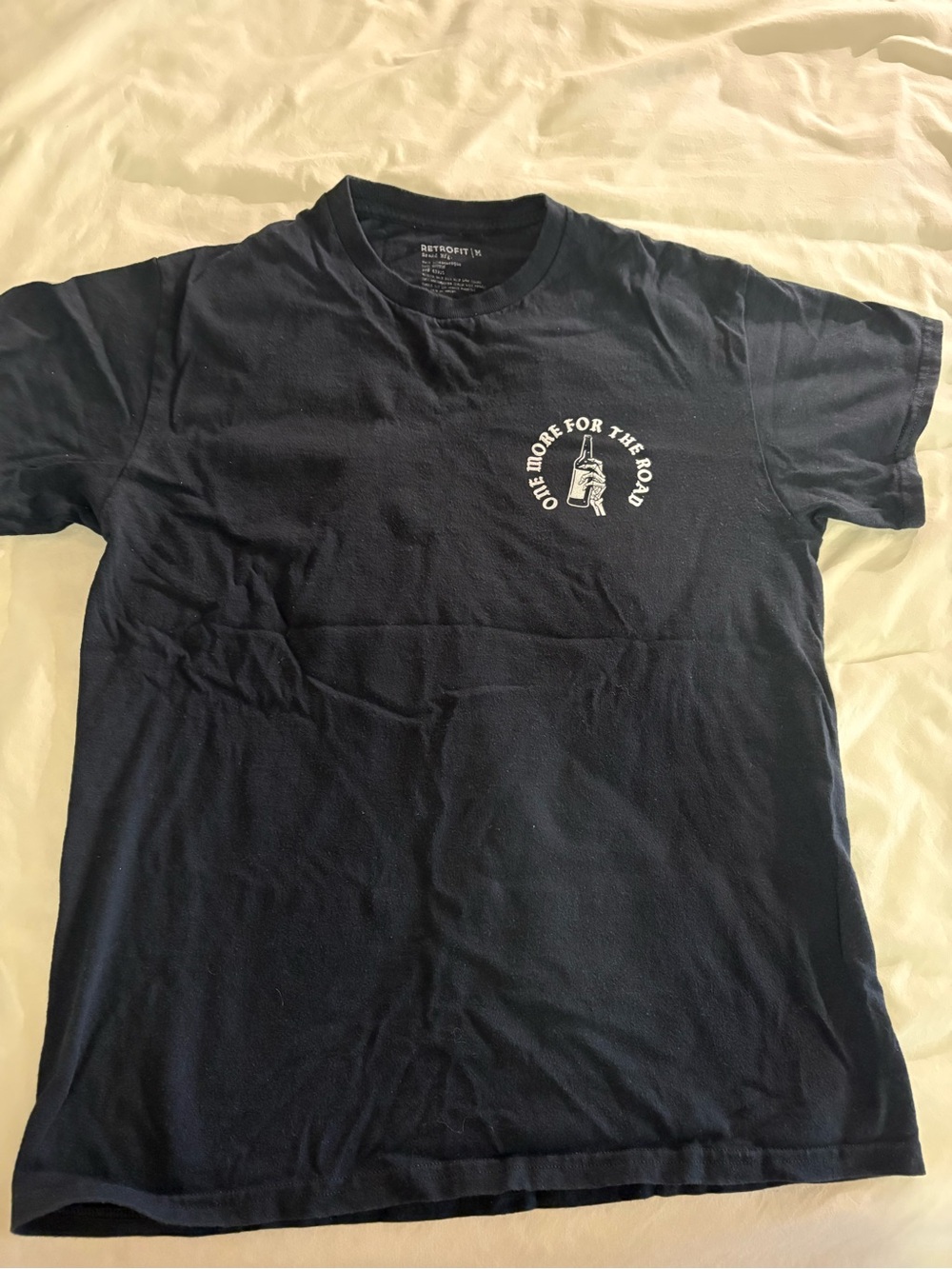 Retrofit Navy Short-Sleeve Graphic Tee with White Chest Print